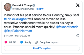 https://crenshaw.house.gov/_cache/files/9/3/93f2252c-3b8c-4e6d-b6ea-f250a33c9fe7/5FB33F9FEE8528D0378056B5F0DDFD1B.trump-tweet-addressing-gallagher-display.png